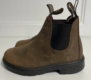 Blundstone Chelsea Kids Boots Brown Leather Slip On Ankle Booties Size 9 - Picture 1 of 8
