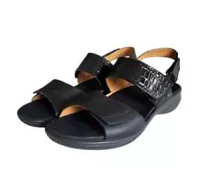 Revere Como Women's Size 9M Black Leather sandals comfort shoes strappy - Picture 1 of 11