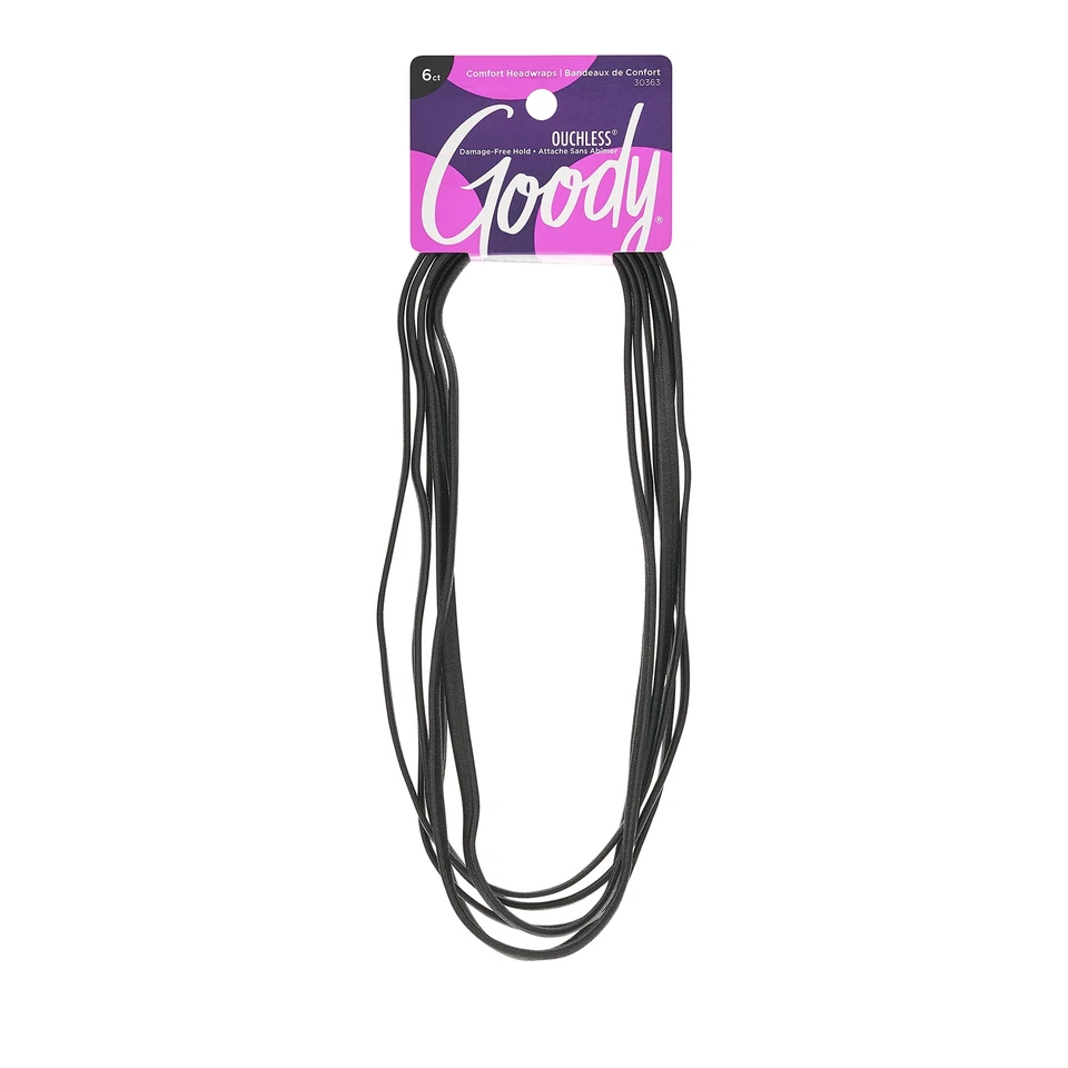 Goody Styling Essentials Ouchless Headwrap Thin Black 6 Count