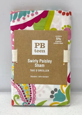 NEW Pottery Barn TEEN Swirly Paisley STANDARD Sham~Pink Multicolor - Image 1 of 3