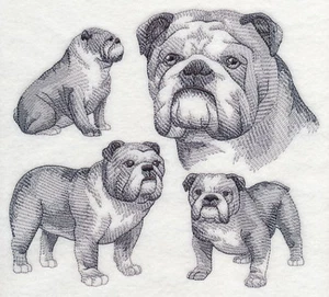 BULLDOG INGLÉS Boceto SET DE 2 TOALLAS DE BAÑO BORDADAS POR LAURA - Imagen 1 de 1