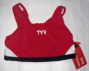 TYR Womens Red Black Small Support Top Exercise Work Out Bra USA Made New - Picture 1 of 4
