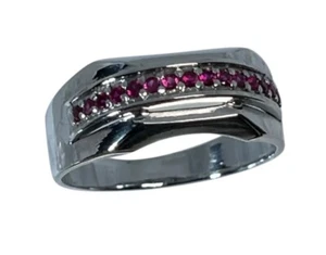 14k Rubin Herrenring, weiß, gelb, rosa G, kostenlose Größe, USA - Bild 1 von 8