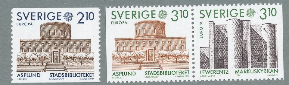 Sweden 1987 Europa Buildings Architecture. Engraver Jakus. MNH - Image 1 of 1