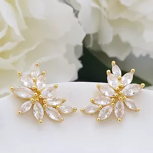 Ohrringe Ohrschmuck Brautschmuck Braut Gold Hochzeit Schmuck Ohrstecker - Bild 1 von 4