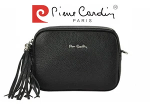 Pierre Cardin Dollaro Zip Echtes Leder Schwarz, Damentasche Umhängetasche - Bild 1 von 8