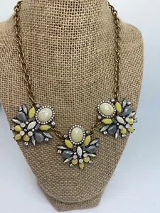 Spring Street Statement Bib Necklace Gold Rhinestones Beads GUC - Picture 1 of 4
