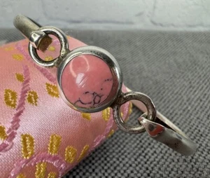 Vintage Taxco Mexico Pink Rhodonite Sterling Silver Bracelet 7" wrist 18.3 grams - Picture 1 of 5
