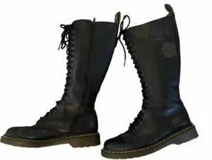 RARE !!!!!! Dr Doc Martens 20 eye 11550 SKULL Floral knee high boots SZ 10 - Picture 1 of 8