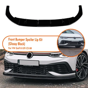 Spoiler labbro paraurti anteriore nero lucido per Vw Golf MK8 R GTI CS - Foto 1 di 15