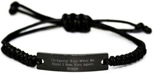 In Memory Of Niece Rope Bracelet, I Will Carry You With Me Until I See You Again - Picture 1 of 6