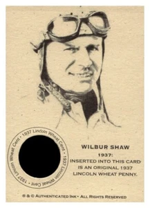 WILBUR SHAW 1937 Penny Rare Cent Collector Coin Card - Picture 1 of 1