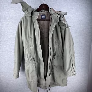 Parka militar cola de pez Gap para hombre forro capucha extraíble mediana caqui lona verde - Imagen 1 de 12