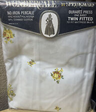 Vintage Twin Fitted Bed Sheet Springmaid Yellow Rose Cotton Percale Wondercale