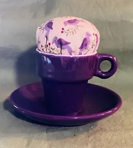 3” Handmade Ceramic Tea Cup Pin Cushion - Picture 1 of 3