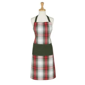 NWT DII 100% Cotton UNISEX Christmas Plaid CHEFS APRON large front pocket - Picture 1 of 1