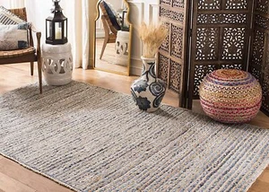 Alfombra Denim Natural Yute Rectángulo Trenzado Alfombra Hecho a Mano Alfombr... - Imagen 1 de 6
