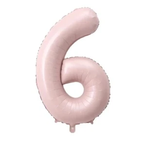 34 INCH UNIQUE PASTEL MATTE LOVELY PINK NUMBER 6 (SIX) FOIL BALLOON 34" - Picture 1 of 1
