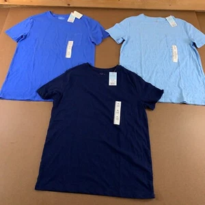 Cat & Jack Boys Size XL (14) Blue Short Sleeve Crew Neck T-Shirt 3 Pack NWT - Picture 1 of 8