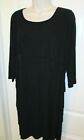 Chico's, Solid Black, Layered Shift Dress, Scoop Neck, Ls, Poly/Span, 1, Nwot