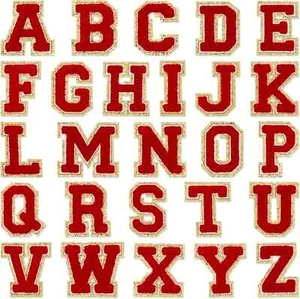 Red Self Adhesive Chenille Letters Patches - Picture 1 of 2