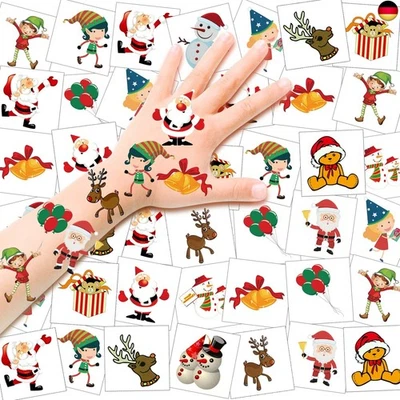 HOWAF 90pcs Weihnachts Tattoo Kinder Weihnachten Kindertattoos Aufkleber für
