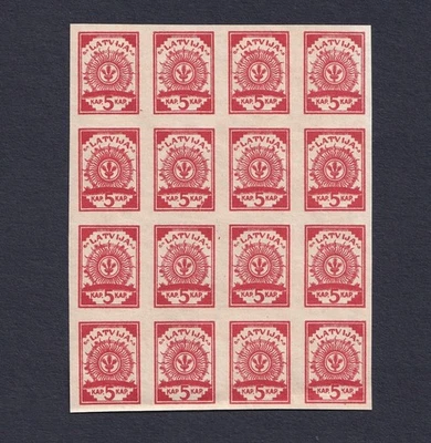 LATVIJA - 1918 LETÔNIA, BLOCO DE 16 SELOS IMPRESSOS DE MAPA ALEMÃO, L 18, Lukniki - Imagem 1 de 2