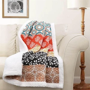 Üppiges Dekor Bohemian Streifen Sherpa Überwurf Decke 50" B x 60" L Türkis NEU - Bild 1 von 4