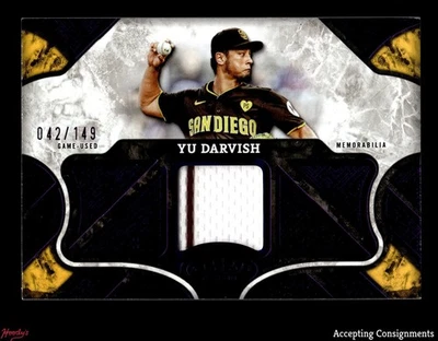 2025 Topps Tier One Purple Foil Yu Darvish GAME-USED JERSEY PADRES 042/149 - Image 1 of 2