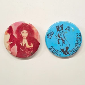 RARE PAIR! "APOLONIA I'M A SEX SHOOTER" PINBACK BUTTONS 2QTY S#20a DETROIT RETRO - Picture 1 of 5