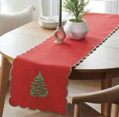 THRESHOLD 72"x14" Reversible Red Striped Christmas Table Runner Machine Washable - Image 1 of 4
