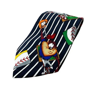 Corbata de béisbol vintage Looney Tunes Mania Taz a rayas novedad corbata para hombre Foto 1 de 4