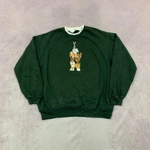 Vintage Sweatshirt embroidered dogs patterned jumper with double collar Women's - Picture 1 of 5