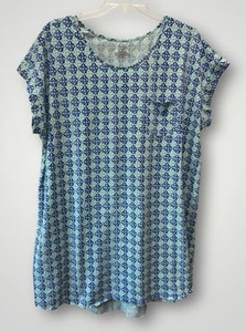 Sleep Sense 3X Nightgown Nightshirt Tee Cotton Knit Blue - Picture 1 of 3