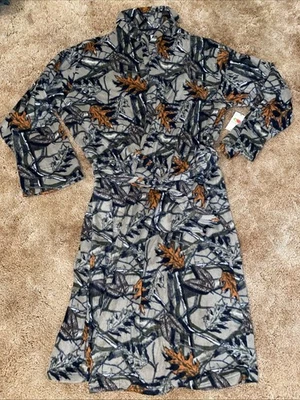 复古 Fruit Of The Loom 迷彩猎人疲劳风格羊毛浴袍 OSFA — 第 1/4 张图片