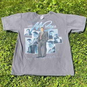 Michael Buble 2008 Call Me Irresponsible Concert Tour Gray T Shirt Men Sz M - Picture 1 of 7