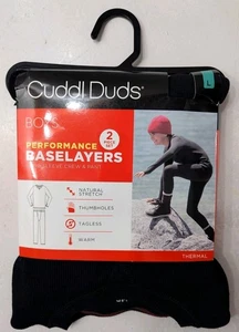 Boys Size L(12/14) Cuddl Duds Performance Baselayers Thermal Underwear Set Black - Picture 1 of 5