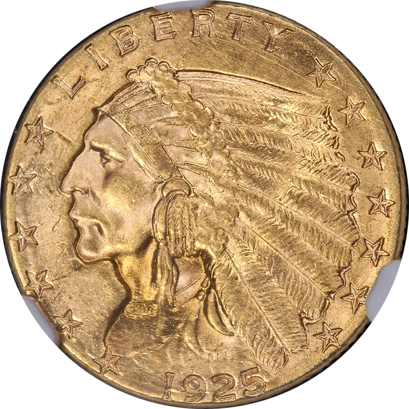 1925-D Indian Gold $2.50 NGC MS64 Superb Eye Appeal Strong Strike - Image 1 of 4