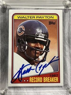 1988 Topps Walter Payton 1987 Record Breaker Signed Card Auto Chicago Bears - Image 1 of 4