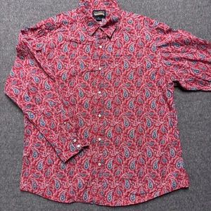 Cremieux Premium Denim XL Red Paisley Long Sleeve Pearl Snap Western Shirt - Picture 1 of 9