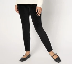 Quacker Factory Tall Corduroy Flat Waistband Jeggings Black XL New - Picture 1 of 1