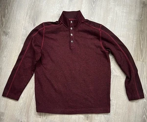 Van Heusen Flex Classic Fit Fleece 1/4 Button Burgundy Pullover Men’s XL - Picture 1 of 13