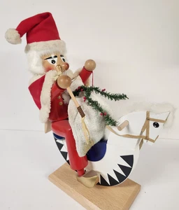 Vintage Steinbach Volkskunst Santa Nutcracker Riding Rocking Horse Tags - Picture 1 of 18