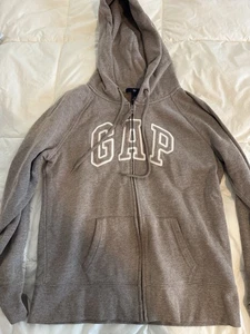 GAP Womens Graphic Zip Hoodie Sweater Medium Grey Cotton BC01 - Picture 1 of 5