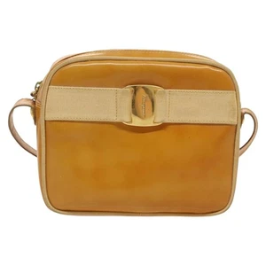 Salvatore Ferragamo Vara Brown Patent Leather Shoulder Bag Authentic - Picture 1 of 21