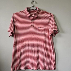 Vineyard Vines Shirt Mens Large Red Performance Polo Striped Short Sleeve Casual - Picture 1 of 6