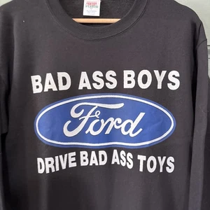 VTG FORD Bad Ass Boys Drive Toys Black Crewneck Sweatshirt Men Large 90s Y2K - Picture 1 of 10