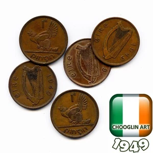 Satz (x5) IRISCHE 1949 PENNY 1d Münzen, 76 Jahre alt! - Bild 1 von 1