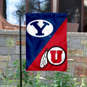 Brigham Young vs. Utah House Divided Garden Flag and Yard Flag - Picture 1 of 3
