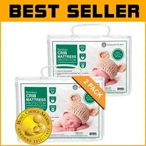 Fitted Bamboo Crib Mattress Protector 2-Pack - Waterproof & Machine Washable - Picture 1 of 11